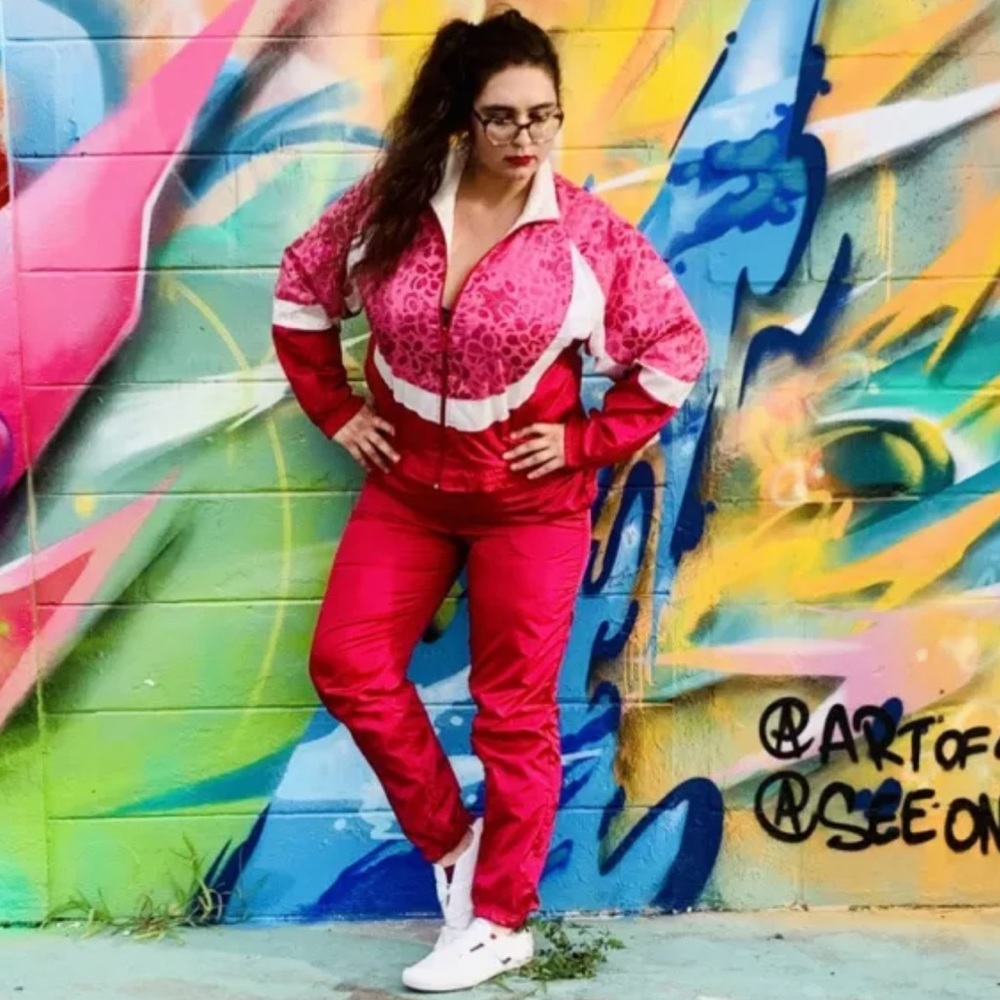 Vintage Reebok Floral Zip Jacket Tracksuit